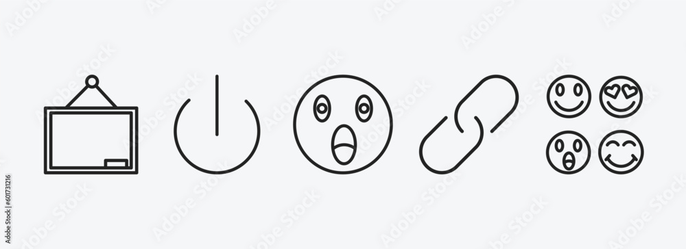 Poster user interface collection. outline icons set. user interface collection. icons such as blackboard wi