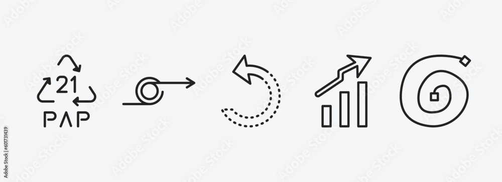 Poster user interface outline icons set. user interface icons such as 21 pap, loop arrow, refresh left arro