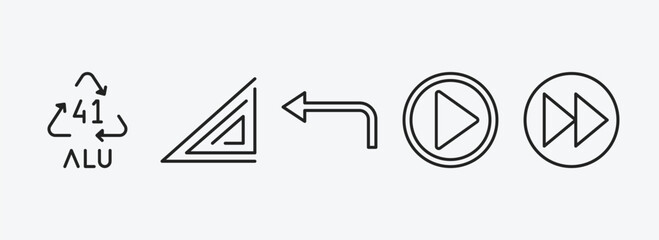user interface outline icons set. user interface icons such as 41 alu, triangular, left turn, video play, forward button vector. can be used web and mobile.