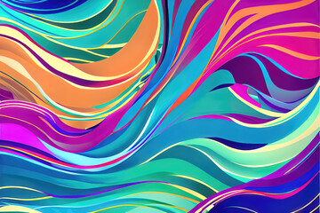 Colorful Liquid Motion - Bright Watercolor Waves in Artistic Design