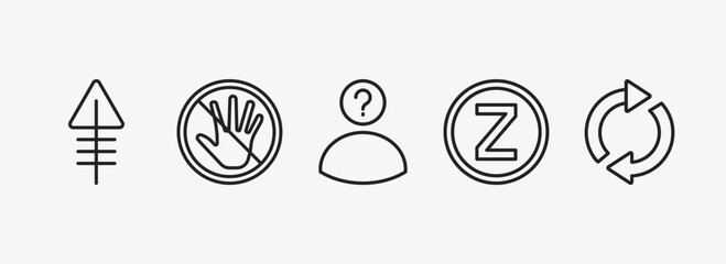 shapes outline icons set. shapes icons such as phosphorus, no push, character, z, rotate circle vector. can be used web and mobile.