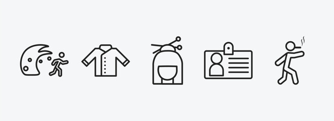 people outline icons set. people icons such as waves danger, chef uniform, japan geisha, identification pass, man walking and smoking vector. can be used web and mobile.