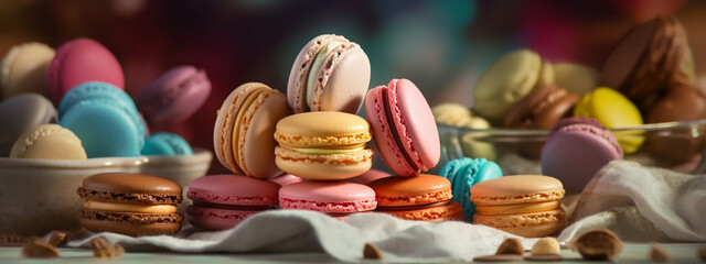 Exquisite macarons with glossy surfaces and intricate details, perfect for elegant events and high-tea gatherings.