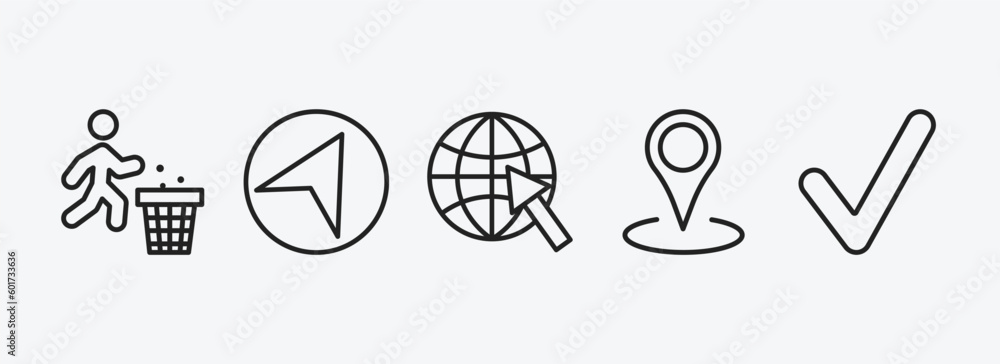 Aufkleber maps and flags outline icons set. maps and flags icons such as use dust bin, navigate, arrow on glob