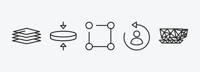 geometry outline icons set. geometry icons such as layer, flatten, ungroup, change, polygonal coffee cup vector. can be used web and mobile.
