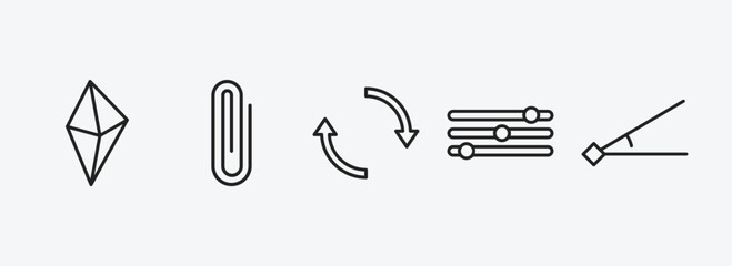 geometry outline icons set. geometry icons such as octahedron, clip, reverse, adjust, angle vector. can be used web and mobile.