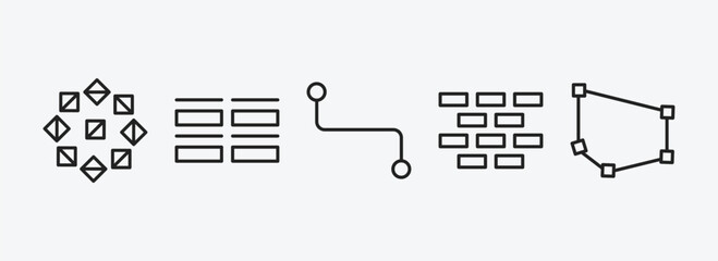 geometric figure outline icons set. geometric figure icons such as polygonal ornament, array, line segment, construction, polygon vector. can be used web and mobile.