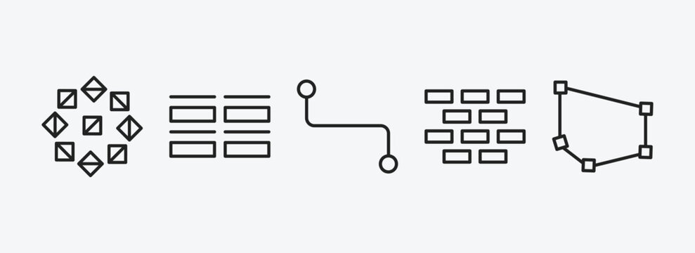 geometric figure outline icons set. geometric figure icons such as polygonal ornament, array, line segment, construction, polygon vector. can be used web and mobile.