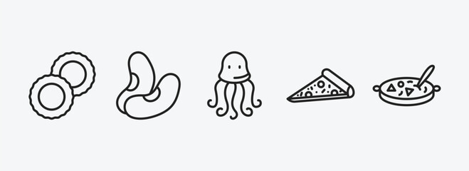 food outline icons set. food icons such as ring pop, bean, sea life, italian, luosifen vector. can be used web and mobile.