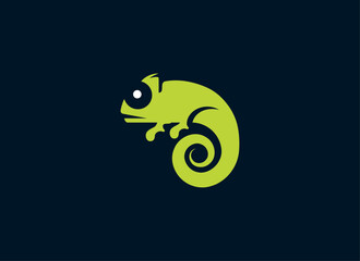 Green Blue Chameleon Logo Design
