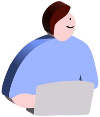 3d Man working on a computer