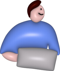 3D man working on a computer