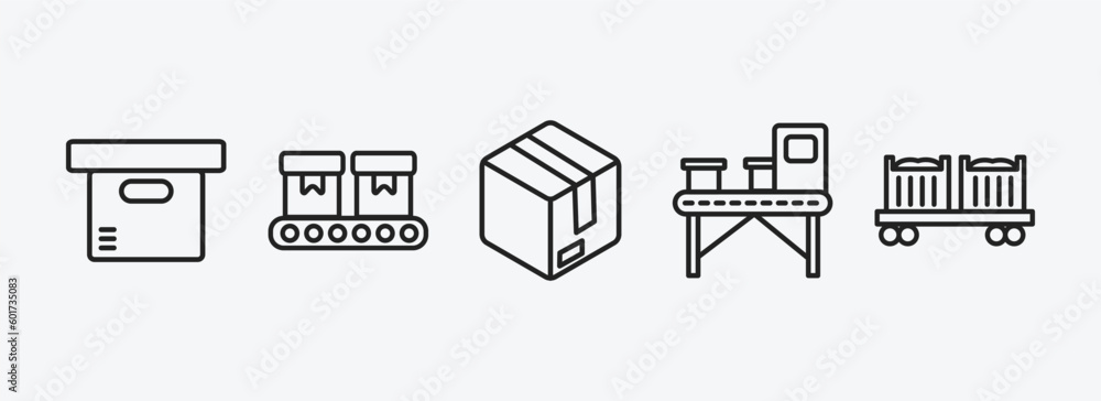 Aufkleber delivery and logistic outline icons set. delivery and logistic icons such as delivery containers, co