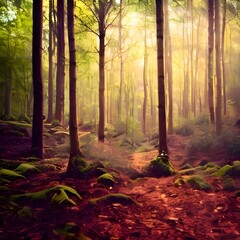 Obraz premium morning in the forest