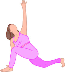 Girl in yoga pose in pink sportwear