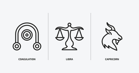 zodiac outline icons set. zodiac icons such as coagulation, libra, capricorn vector. can be used web and mobile.
