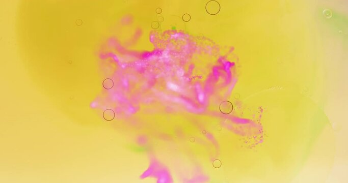 Animation of abstract liquid patterned yellow background