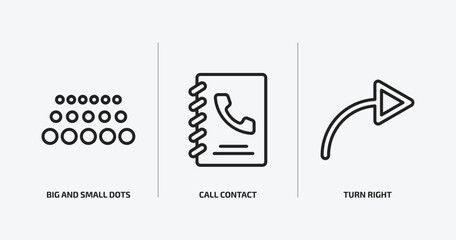 ultimate glyphicons outline icons set. ultimate glyphicons icons such as big and small dots, call contact, turn right vector. can be used web and mobile.