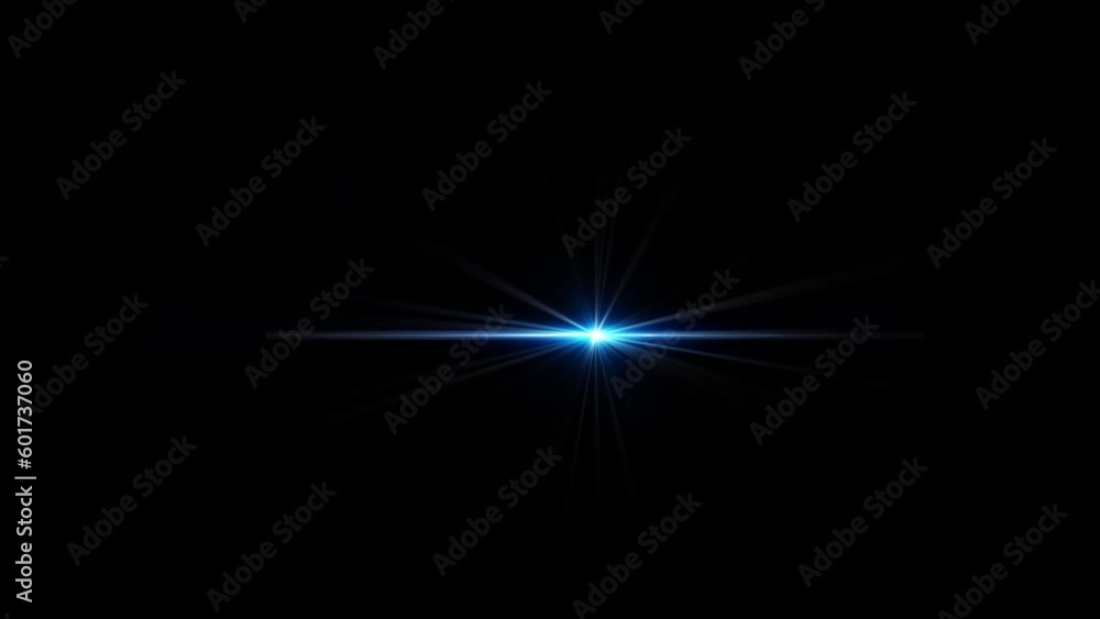 Poster abstract loop flickering blue glow star optical flare shine light ray animation moving from center t