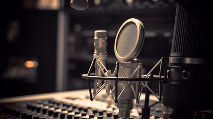 microphone in music studio