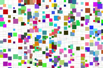artistic abstract pattern with colorful and empty squares with transparent background (png image)