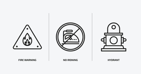 Fototapeta premium signs outline icons set. signs icons such as fire warning, no ironing, hydrant vector. can be used web and mobile.