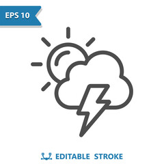 Storm Icon - Cloud, Lighting Bolt, Lightning Storm, Weather, Sun