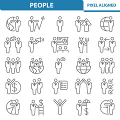 People Icons. Job, Career, Man, Men, Businessman, Businessmen Vector Icon Set