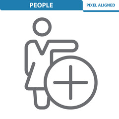 Woman Icon. Businesswoman, Politician, Lawyer, Button, Plus, Add