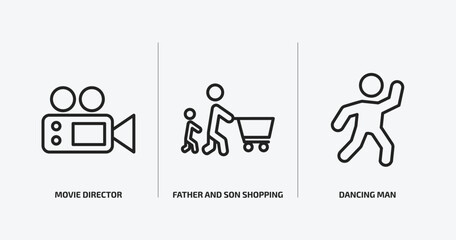 people outline icons set. people icons such as movie director, father and son shopping, dancing man vector. can be used web and mobile.