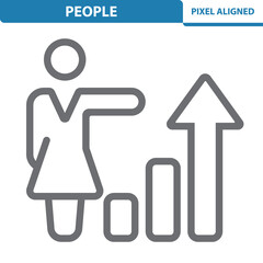 Woman Icon. Businesswoman, Politician, Graph, Stats, Analytics, Election