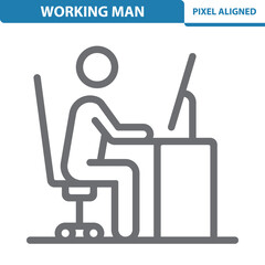 Working Man Icon. Job, Office, Workplace, Cubicle