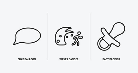 people outline icons set. people icons such as chat balloon, waves danger, baby pacifier vector. can be used web and mobile.