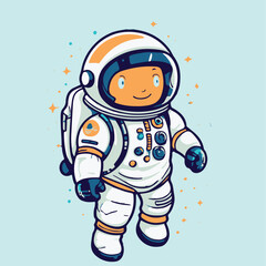 Cute Astronaut kawaii space Funny Vector Illustration eps 10