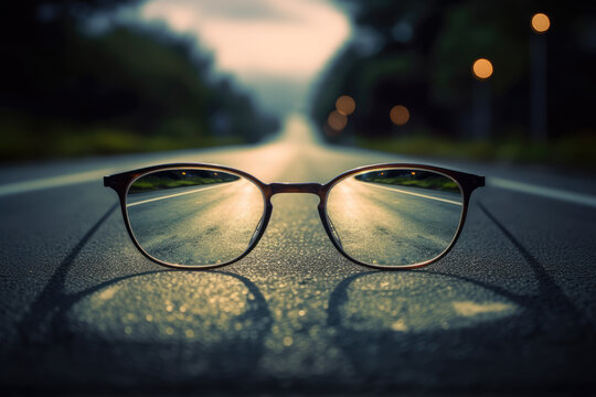 Brille die auf einer Straße liegt - Generative AI