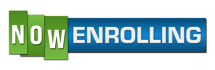 Now Enrolling Blue Green Stripes Bar 