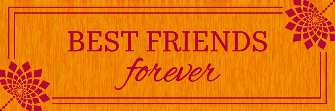 Best Friends Forever Orange Pink Floral Element Texture Borders 