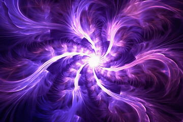 Lazer light fractals, purple and white. AI generative