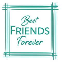 Best Friends Forever Turquoise Lines Borders Square 