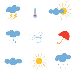 Icon set cloud weather. 3d vector realistic objects. Vector illustration design element set. Isolated objects