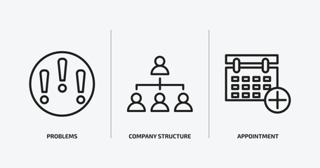 human resources outline icons set. human resources icons such as problems, company structure, appointment vector. can be used web and mobile.