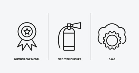 general outline icons set. general icons such as number one medal, fire estinguisher, saas vector. can be used web and mobile.