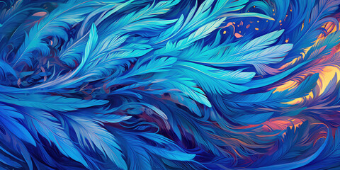 Fototapeta na wymiar Abstract colorful background of lush feathers. Generative AI