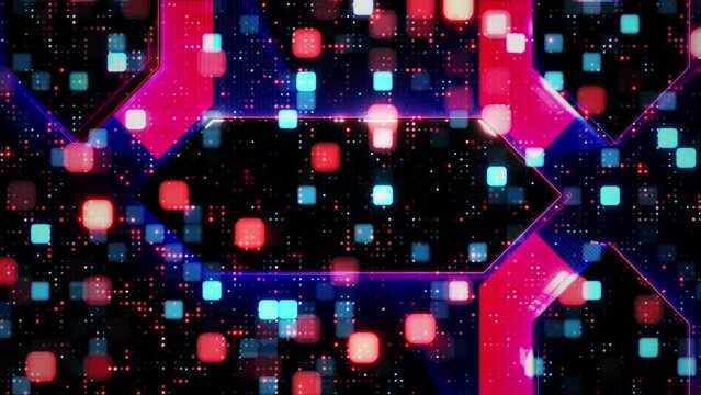 Five seconds Countdown Timer with orange blue digital technology animation abstract background.  Five to zero count down art effect counting timer abstract background.