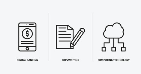 general outline icons set. general icons such as digital banking, copywriting, computing technology vector. can be used web and mobile.