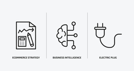 general outline icons set. general icons such as ecommerce strategy, business intelligence, electric plug vector. can be used web and mobile.