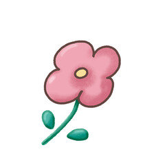 Hand drawn cute flower watercolor element illustration.