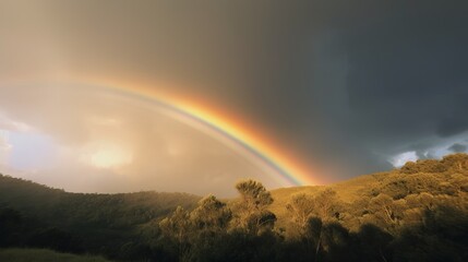 Obraz na płótnie Canvas A rainbow in a beautiful sky