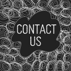 Contact Us Black White Circular Scribble Text 
