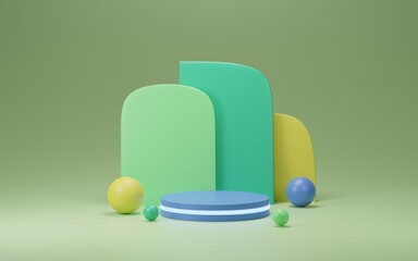 Colorful minimalist display stand, 3d rendering